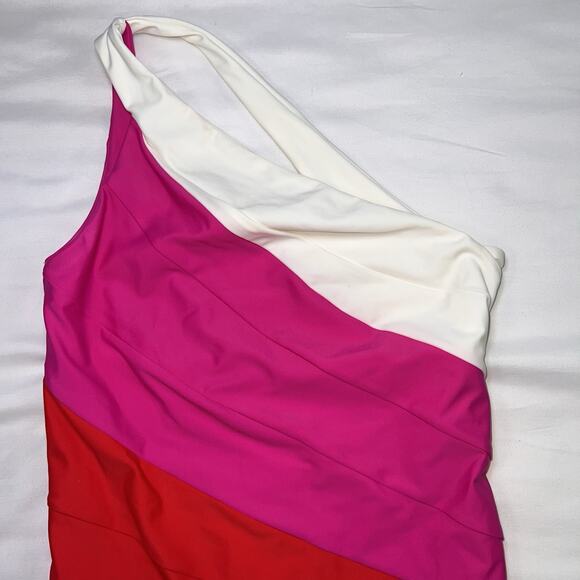 Summersalt Swimsuit Size 2LT Tall Pink Red White Sidestroke One Shoulder Piece - Picture 3 of 15